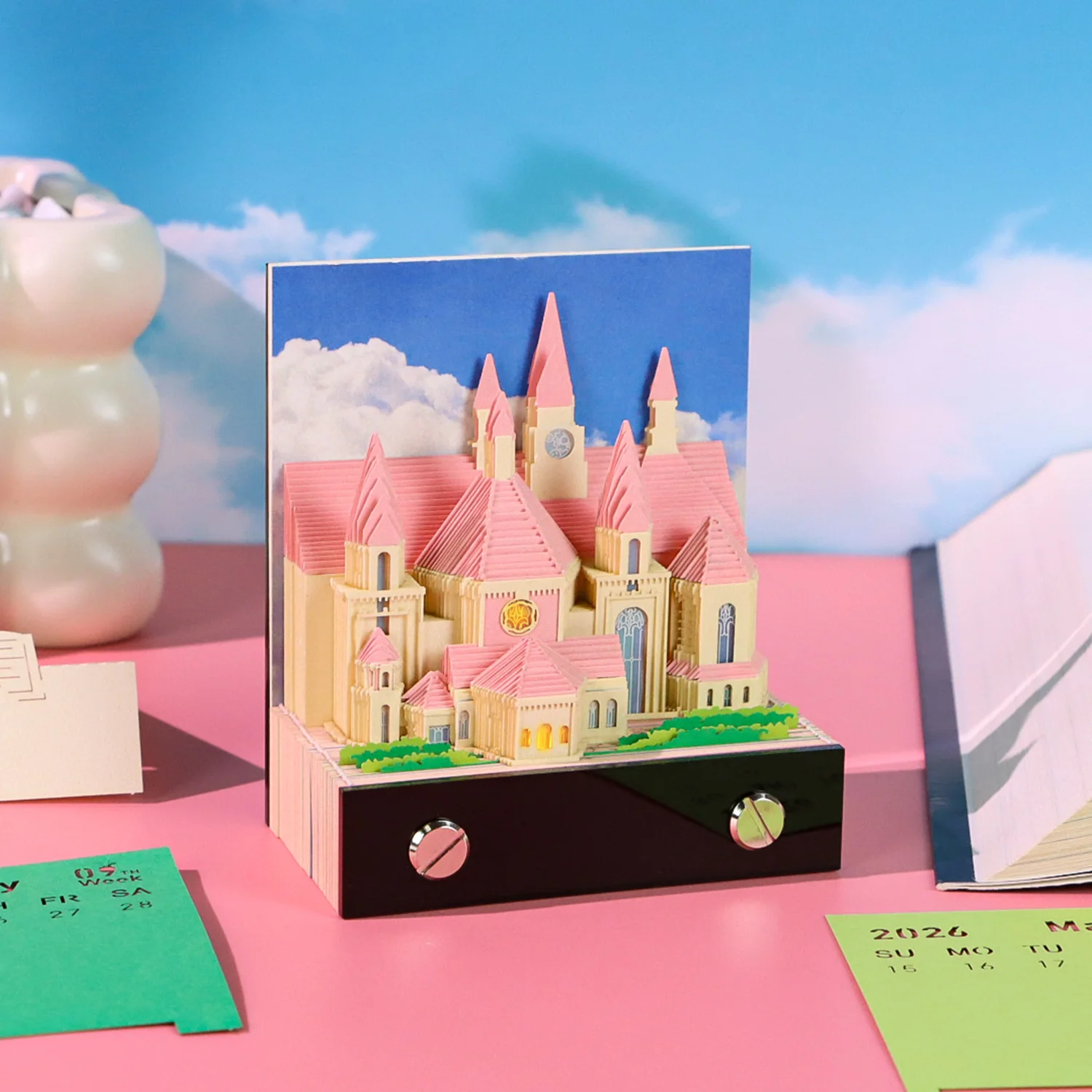 

Loose Leaf Handicrafts Custom Logo Notepad Personalized Paper Craft Church Model Memo Pad for Christmas Holidays Birthday Gifts