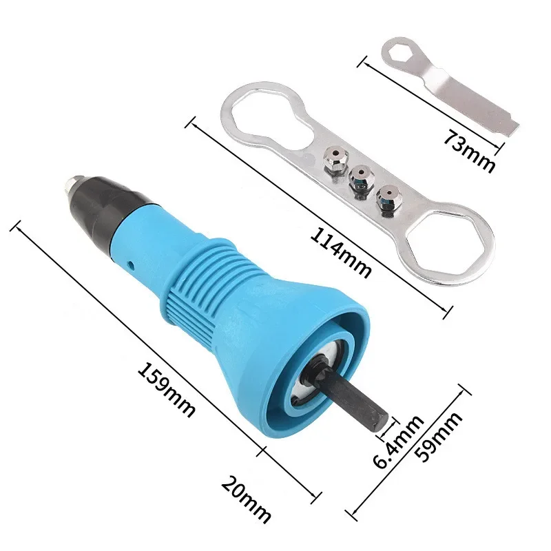 Pistola de rebite elétrica, porca de inserção de rebite, broca de tensão 2.4mm 3.2mm 4.0mm 4.8mm, ferramenta sem fio, adaptador de rebite, kit de ferramentas de broca elétrica