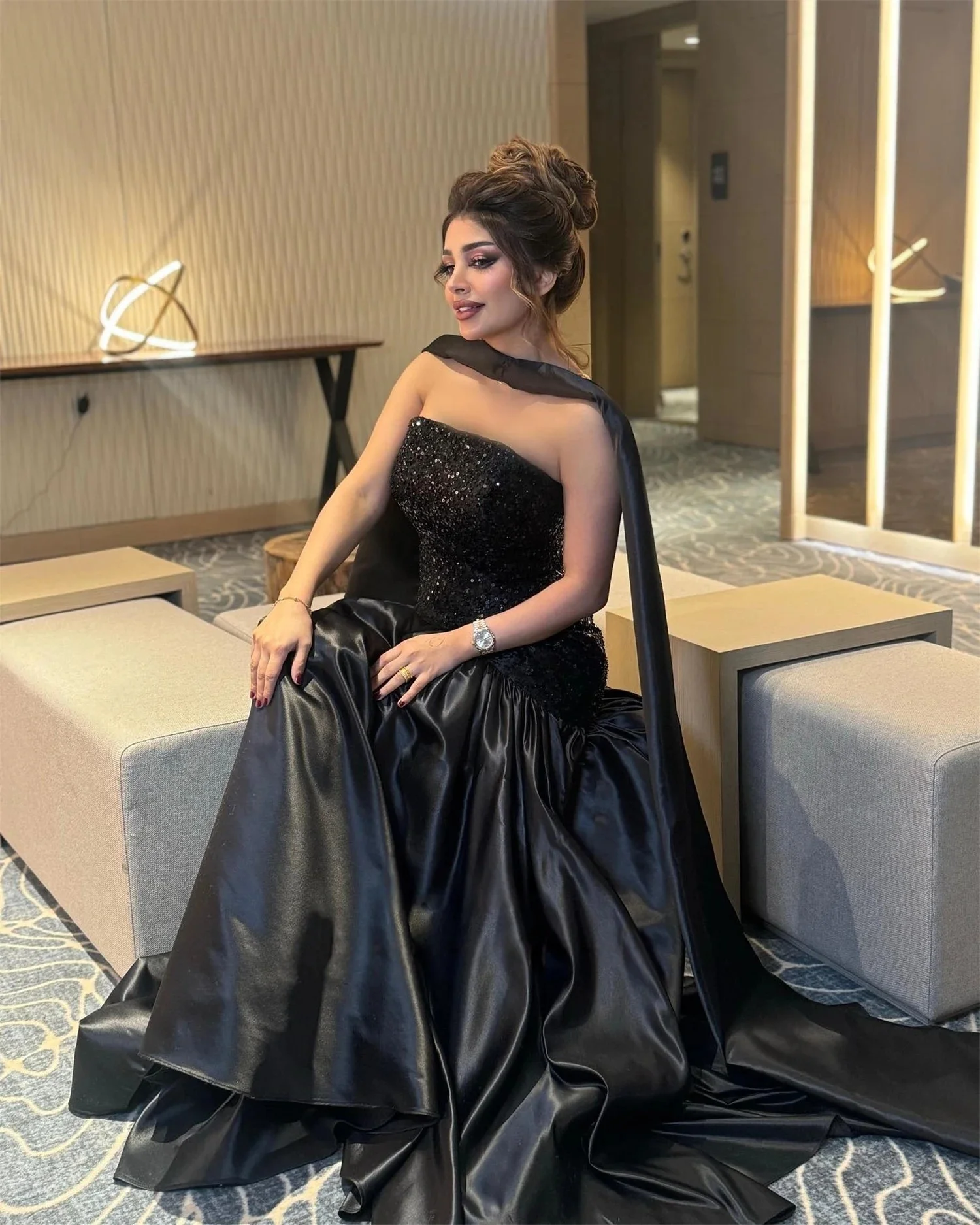 

Черное длинное платье без бретелек на заказ Вечерние платья Pastrol Унисекс Джерси Ретро Дубай Саудовская Аравия Израиль Пром по индивидуальному заказу