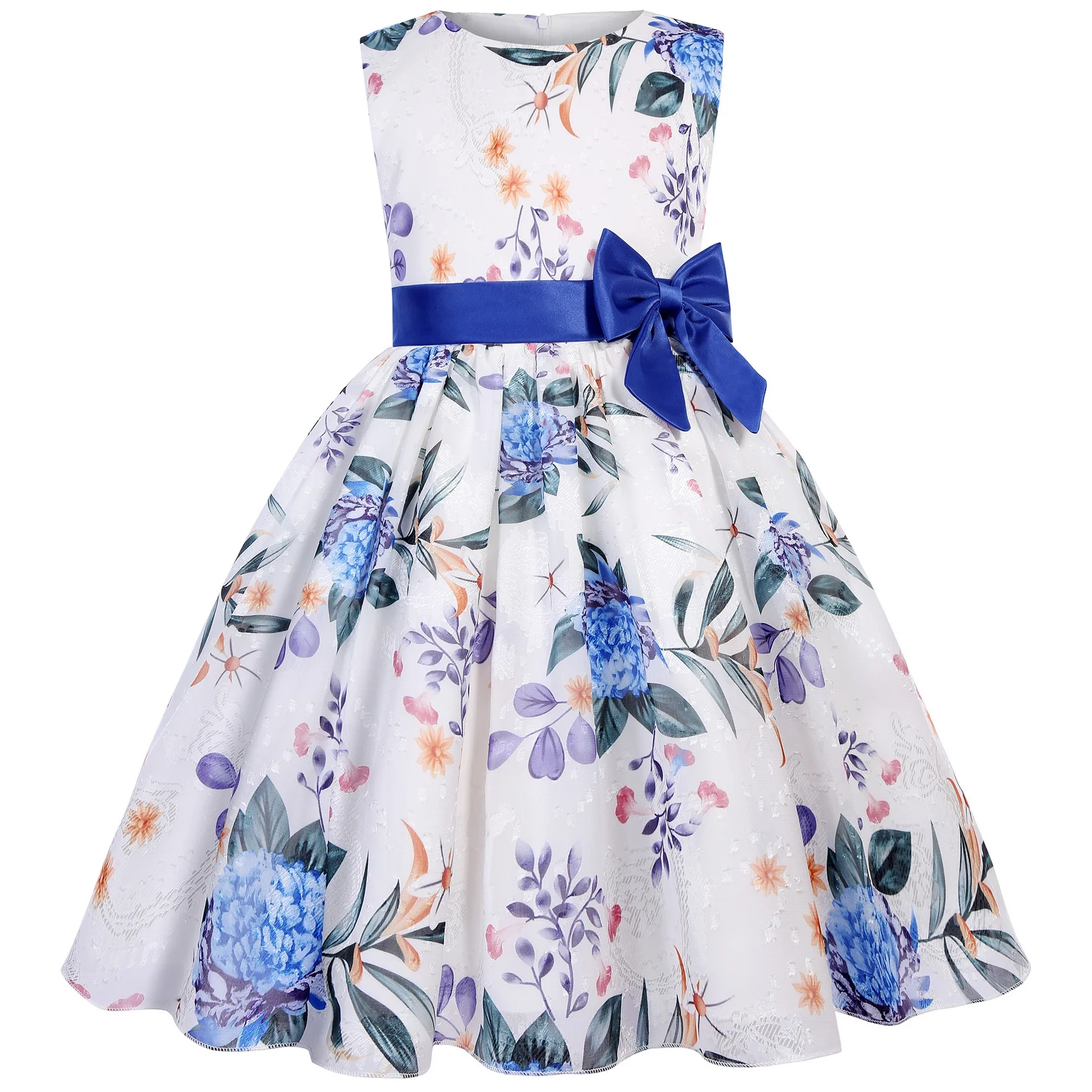 

Fashion Girl Flower Print Summer Dress Elegant Birthday Party Dresses For Girls Sleeveless Evening Dress Children's Prom Dress