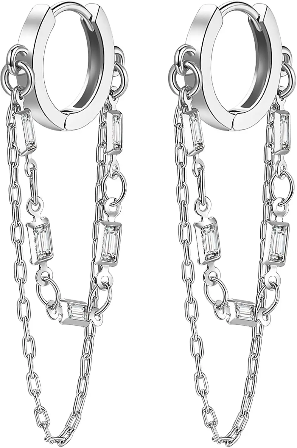 

Small Gold Dangle Hoop Earrings with Tassel Heart Star CZ for Women Gift
