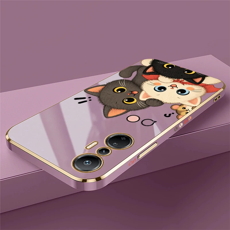 Cute Cartoon Cat Phone Case For Infinix Hot 12 11s 10 9 8 Pro 12i 10 Play Plating Silicone Soft Shockproof Full Protection Funda - view 6