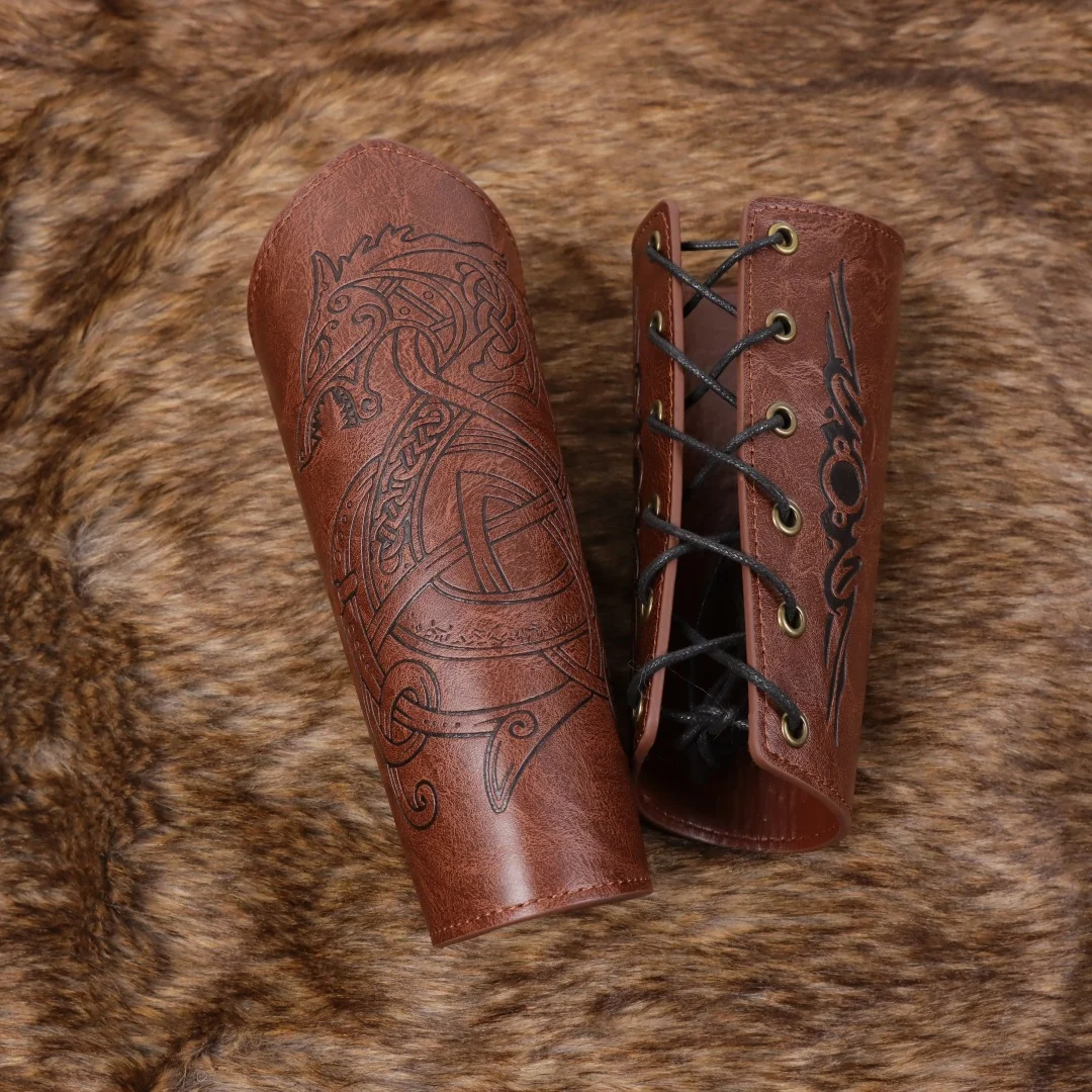 الفايكنج دعامات القرون الوسطى الجلود الذراع درع الكفة الجلود القفاز معصمه الشرير واقي للذراع التوى قفازات Vambrace للرجال والنساء #3