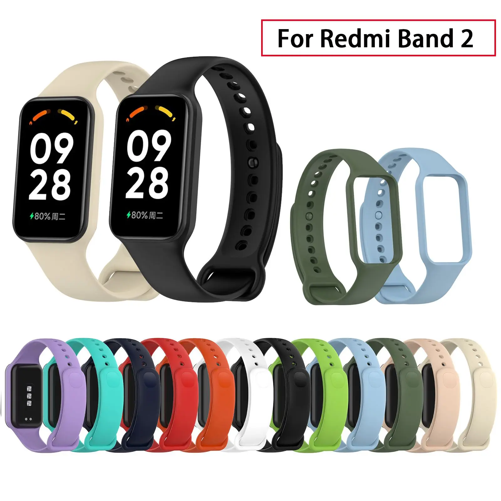 Strap For Redmi Smart Band 2/Xiaomi Smart Band 8 Active Strap Silicone Watch Strap For Redmi Band 2 Strap Bracelet Replacement
