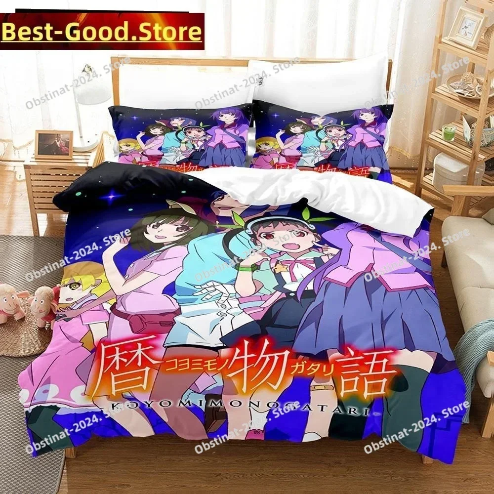 Fashion 3D Anime Monogatari Series Bedding Set Printed single Comforter Quilt Duvet Cover Pillow Case 3 Pieces Kids Adult Size