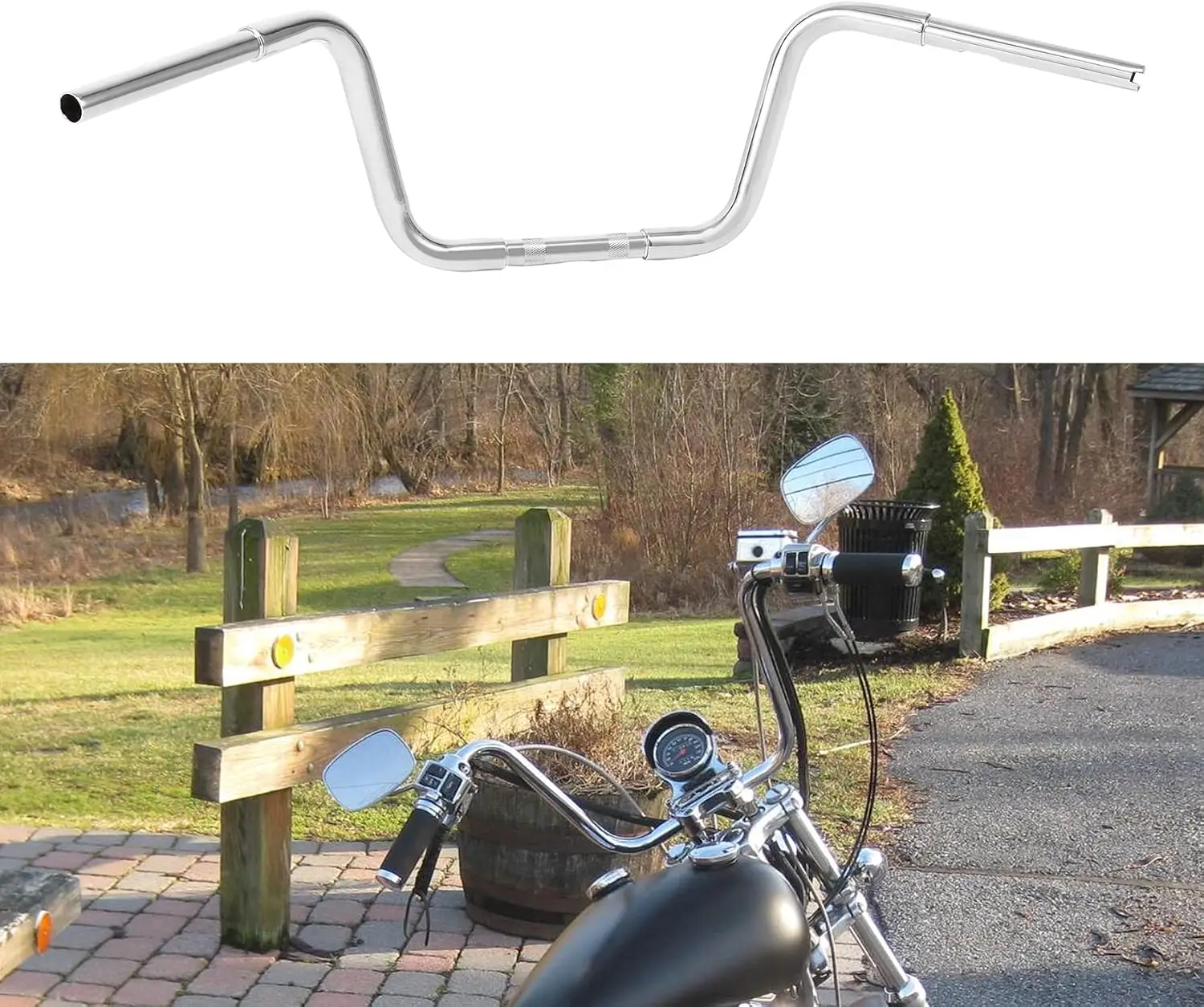 

12 inch. Rise Ape Hanger Bar FAT 1.25" Handlebar Fit for All Harley-Davidson FLST FXST Sportster XL including Throttle-by-wire m