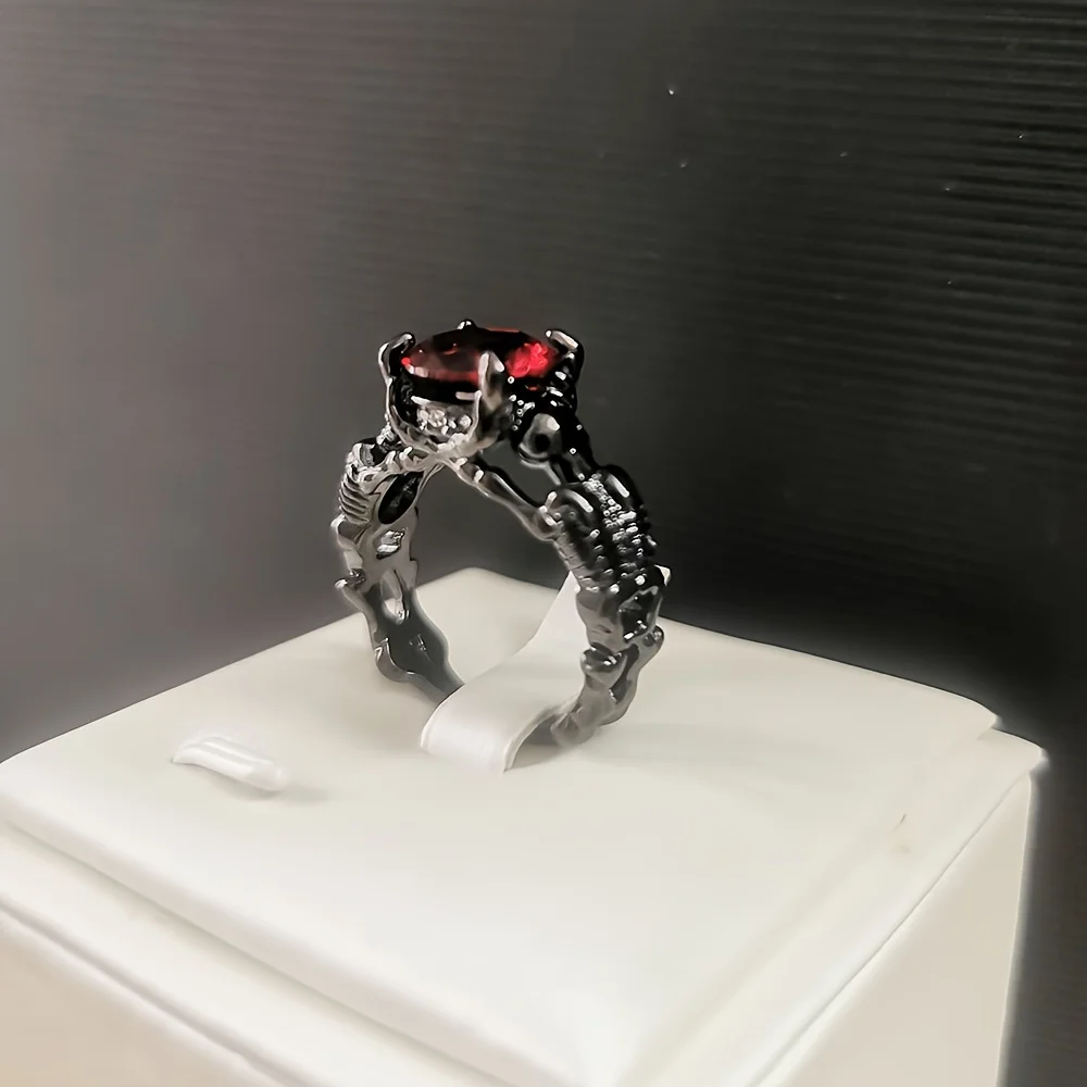 خاتم وعد على الطراز القوطي للرجال والنساء ، مرصع بالماء ، زركونيا ، هيكل عظمي رعب ، تصميم على الفرقة ، خاتم زفاف ، مناسب للرجال