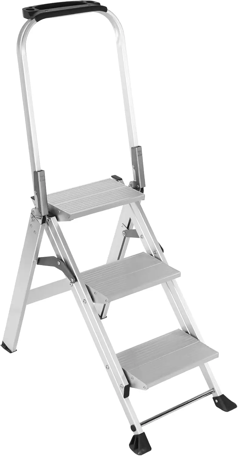 Yvan Step Ladder Pro with Tool Platform, Aluminum Folding 3 Step Stool with Non-Slip Wide Pedal, Rubber Feet, Lightweight Multi-