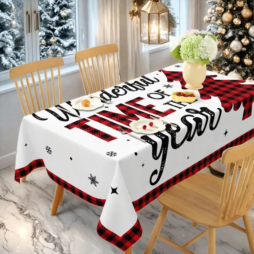 VIKAMA Christmas Tablecloth Oil Resistant for Home Kitchen Table Decoration, Christmas Party Celebrations table
