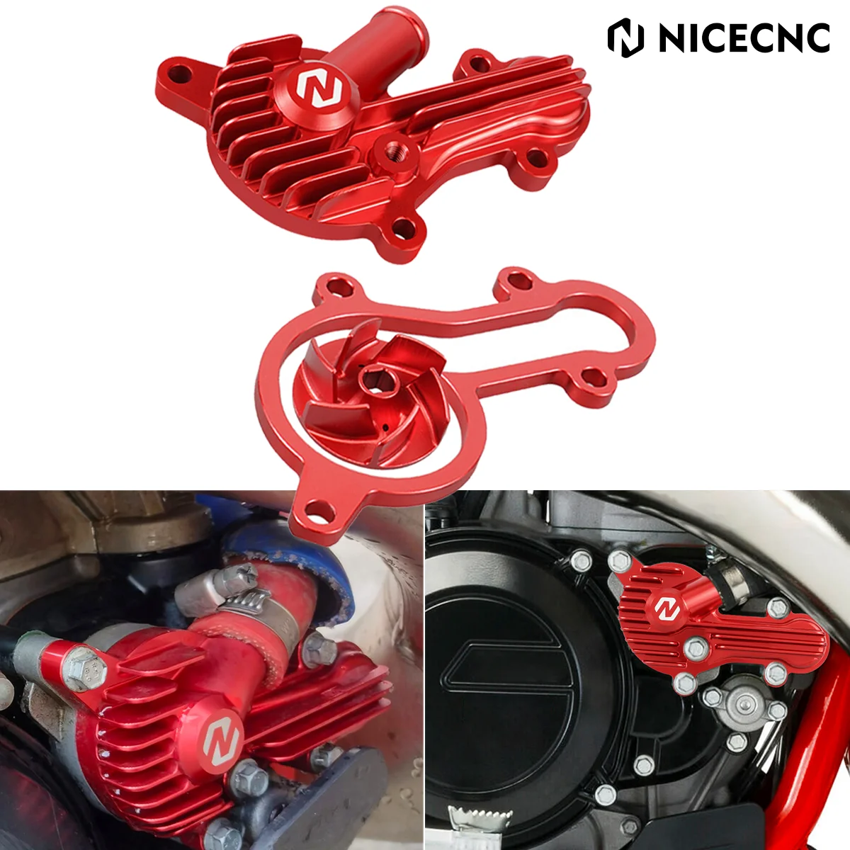 

NICECNC For Beta RR 300 RR 250 2013-2024 XTRAINER 300 250 2017-2024 Motorcycle Water Pump Guard Cover Cooler Impeller Spacer Kit