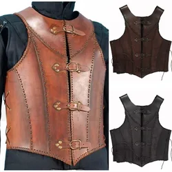 Medieval Viking Pirate Leather Vest Armor Roman Warrior Tabard Coat Steampunk Doublet Jerkin LARP Knight Cosplay Costume Adult