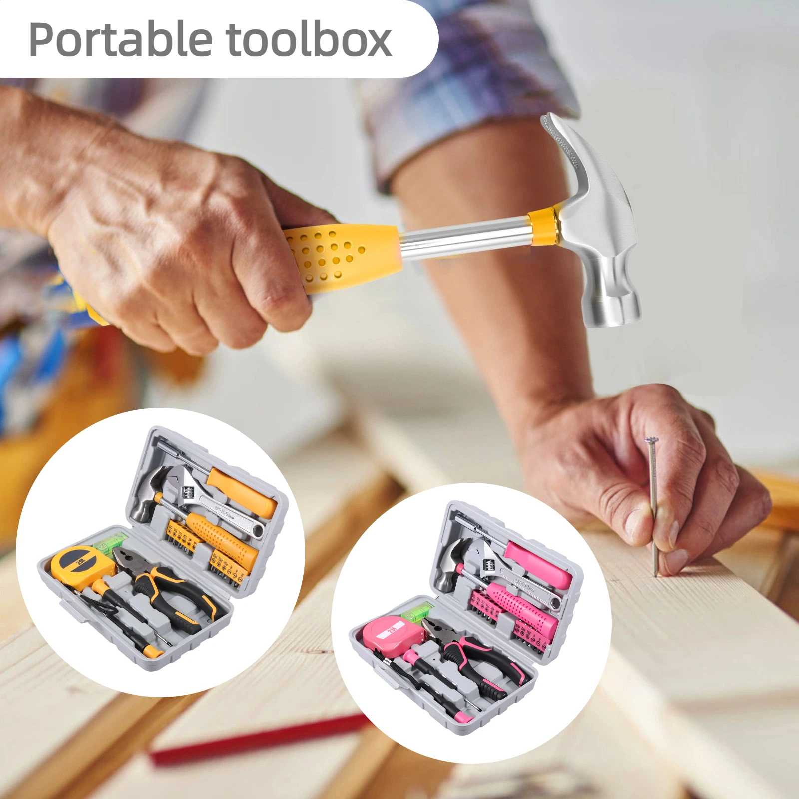 

Портативный домашний набор инструментов, 20 шт., с ящиком для хранения, незаменимый мини-набор ручных инструментов, устойчивые к ржавчине металлические детали с мягкими нескользящими ручками