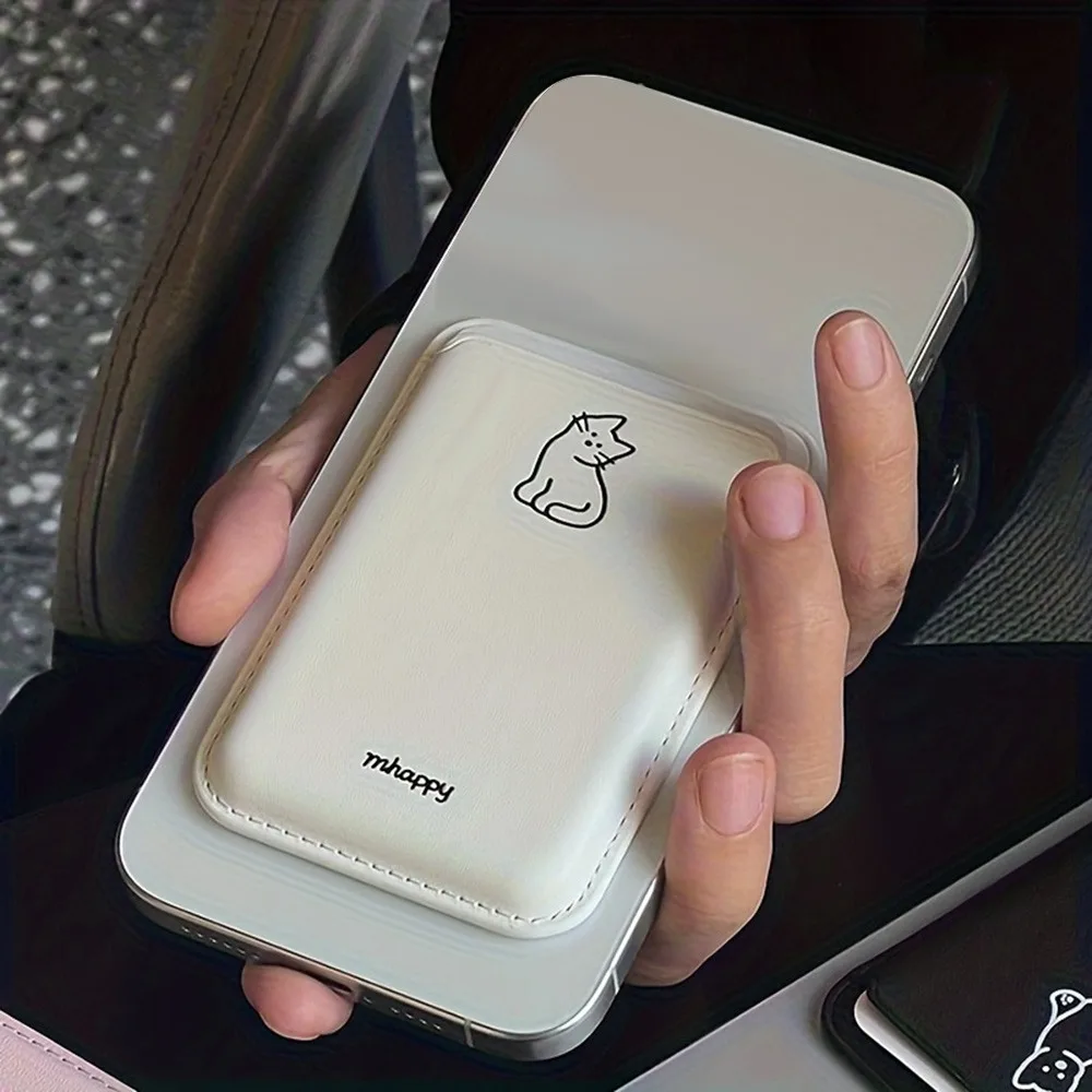 Accesorio para Teléfono, Tarjetero con Diseño de Gato, Antipolvo, Antihuellas, Funda de Cuero PU con Magsafe para iPhone