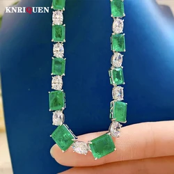Retro 100% 925 Real Silver 6*8mm Emerald Ruby Gemstone Pendant Necklace for Women Cocktail Party Fine Jewelry Gifts Accessories