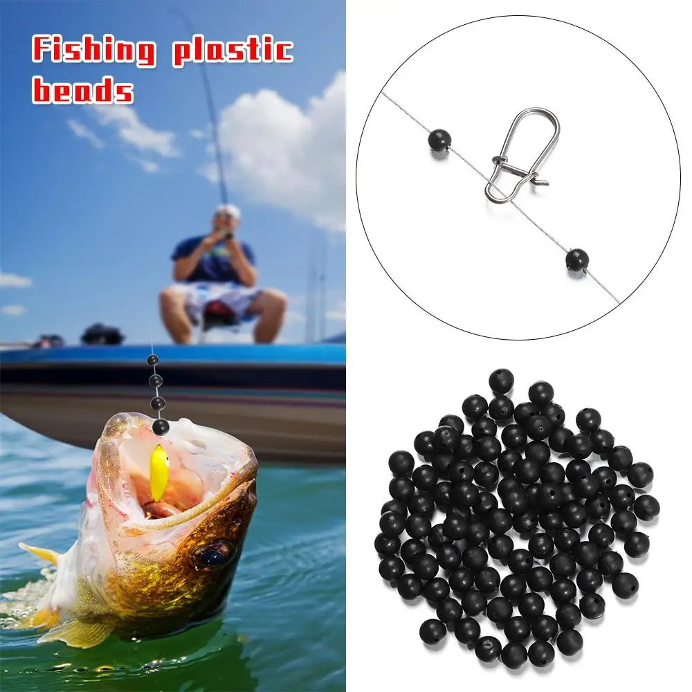 3mm-12mm Night Sea Plastic Round Fishing Floats Beads Soft and hard bean Black