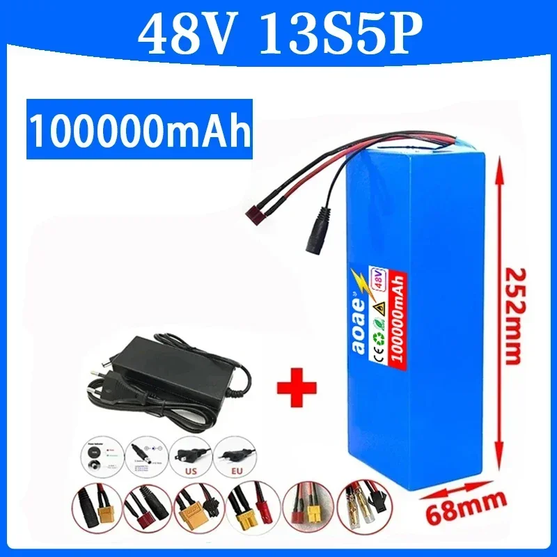 

48V lithium battery electric bicycle lithium-ion battery 18650 100Ah 13S5P, EBIKE 2000W, with 30A BMS charger