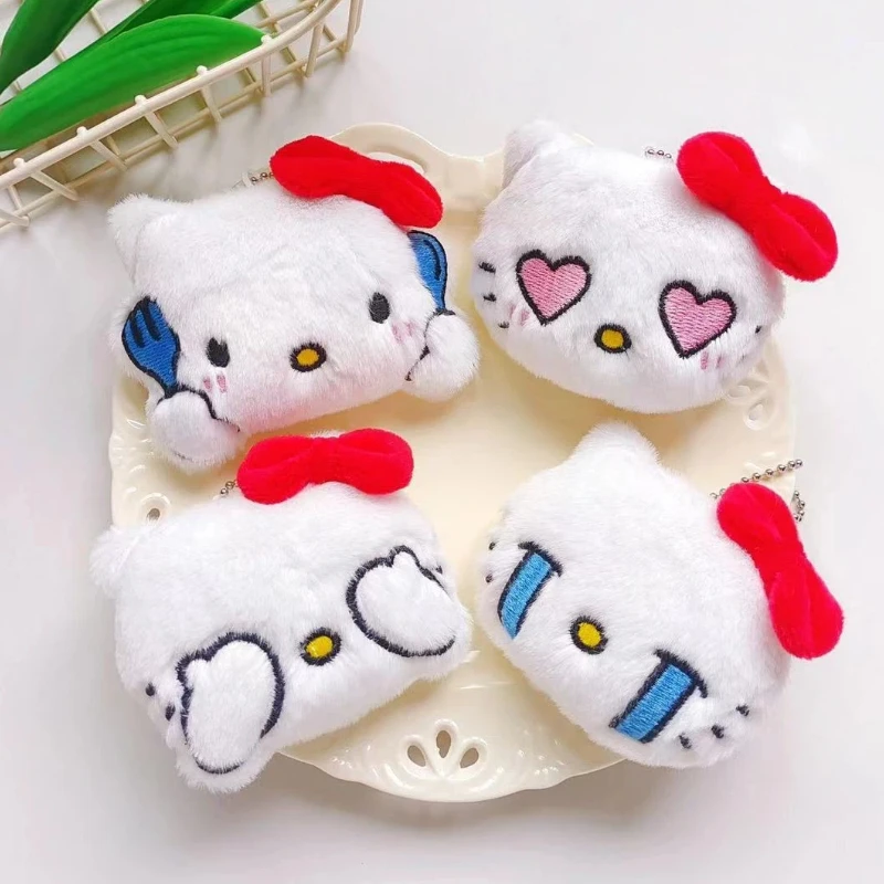 Schattige Kitty pluche sleutelhanger creatieve kat huilende kat uitdrukking pluche pop kralenketting deurgesp stijl rugzak hangende ketting cadeau