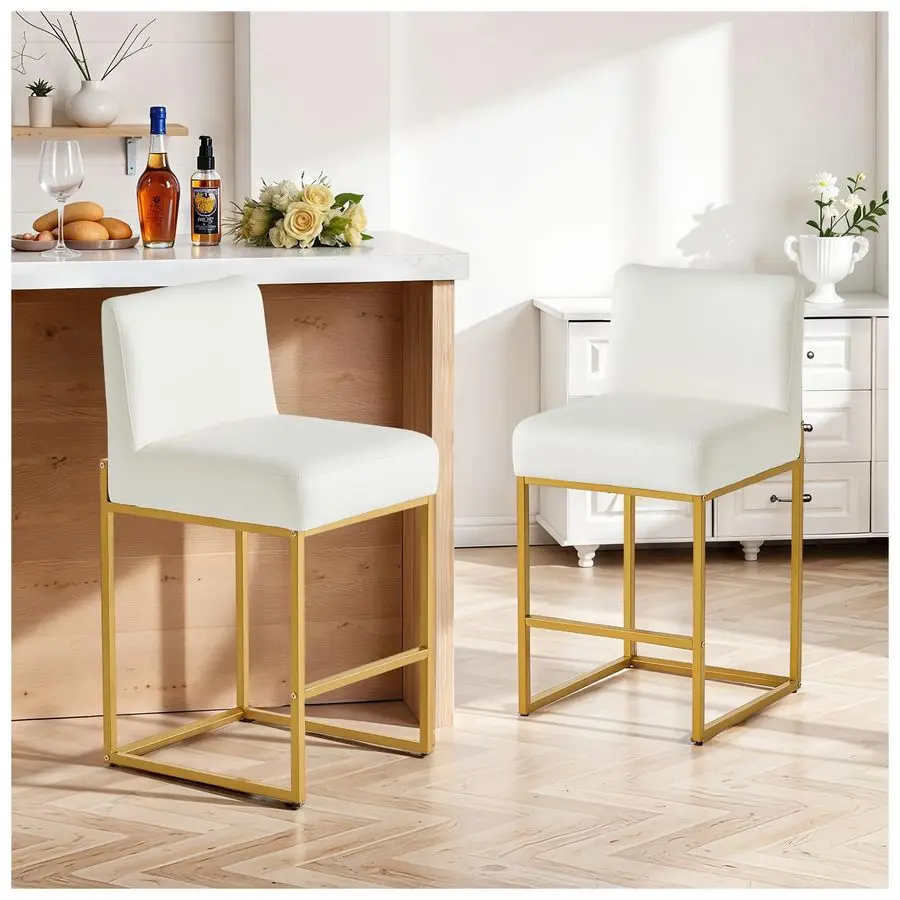 

Комплект из 2 современных барных стульев с обивкой из искусственной кожи, с высокой спинкой и металлическим каркасом, для кухонного острова