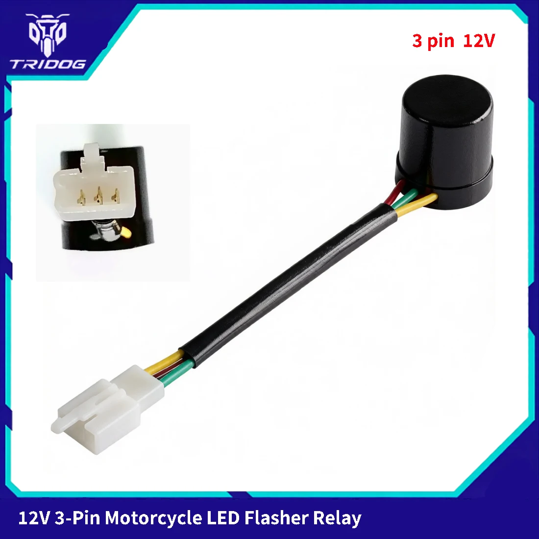 12V 3-Pin Motorcycle LED Flasher Relay for GY6-125 WH-125 — 0.2-15A 0.1-150W Wide Load Range, 85±5 C/min Stable Flash Rate, LED