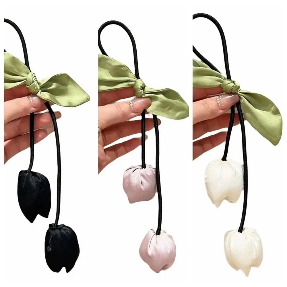 شرابات بسيطة توليب الشعر حبل Bowknot الكورية نمط زهرة الشعر الدائري القماش غطاء الرأس مطاطا رباط شعر فتاة