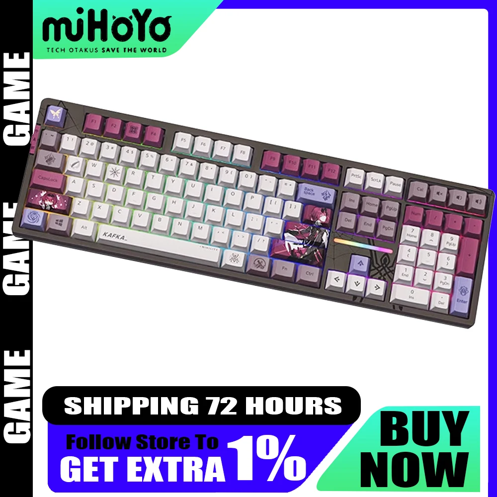 Anime Honkai: Star Rail Official Kafka Mechanical Keyboard Three Mode Wired Custom Wireless Keyboard Bluetooth 5.0 Rgb Hot Swap