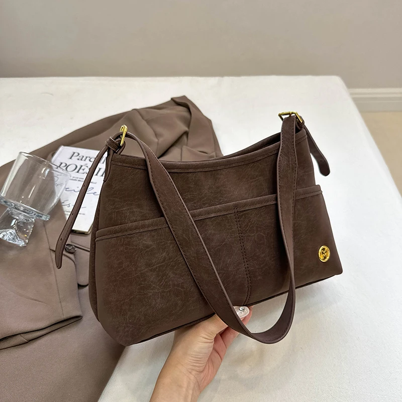 

Винтажная матовая женская сумка-тоут, большая вместительная сумка для подмышек, осень/зима, высококачественная универсальная сумка через плечо на одно плечо