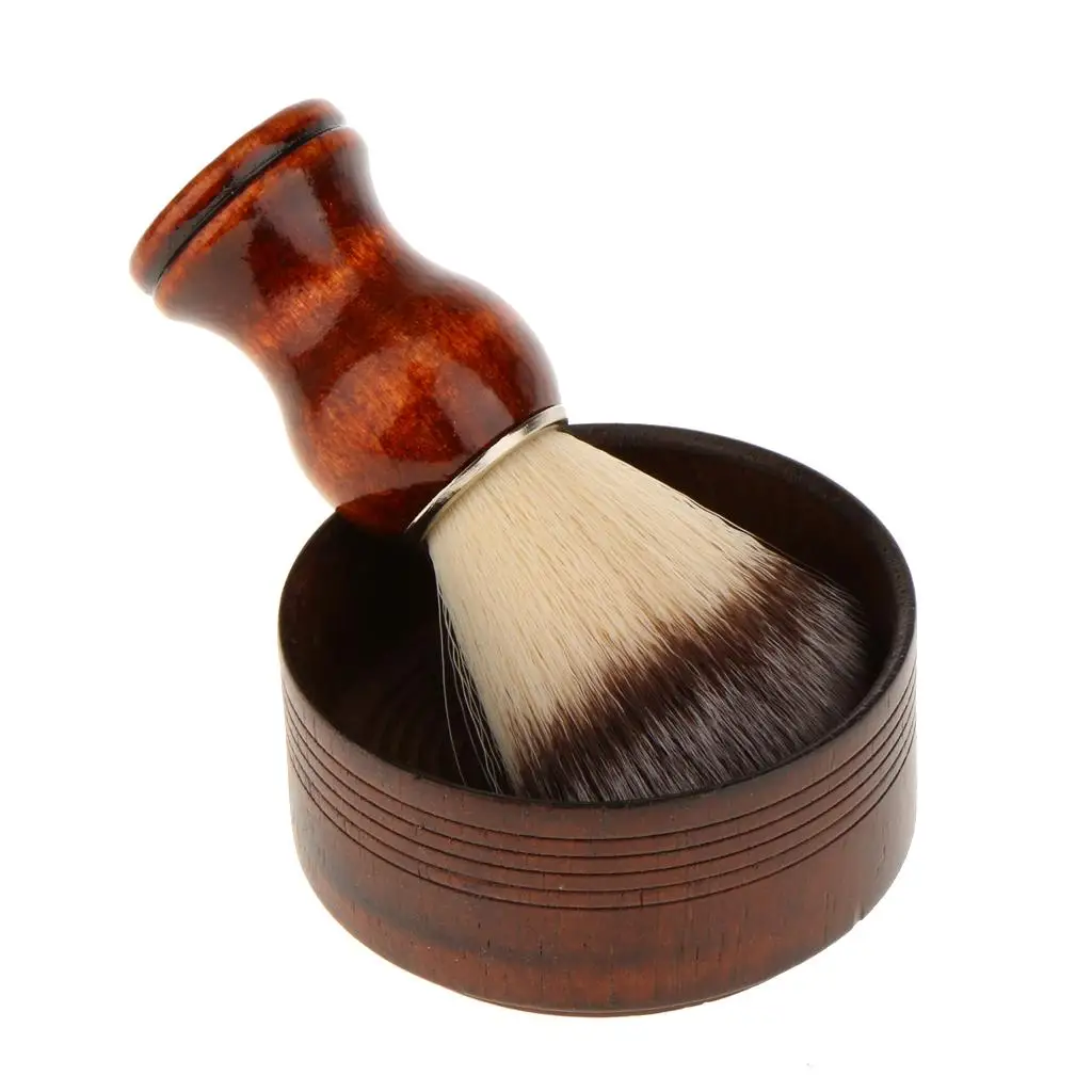 

Wood Men's Bristle Shaving Brush Shave Mug Bowl Barber Beard Soap Cup Set