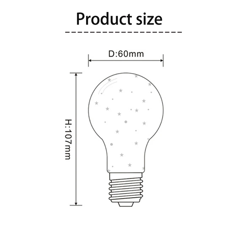 3D 장식 LED 전구, 빈티지 에디슨 전구, 스타 불꽃 놀이 램프, 휴일 밤 조명, 참신한 크리스마스 트리, E27, 6W, 85-265V