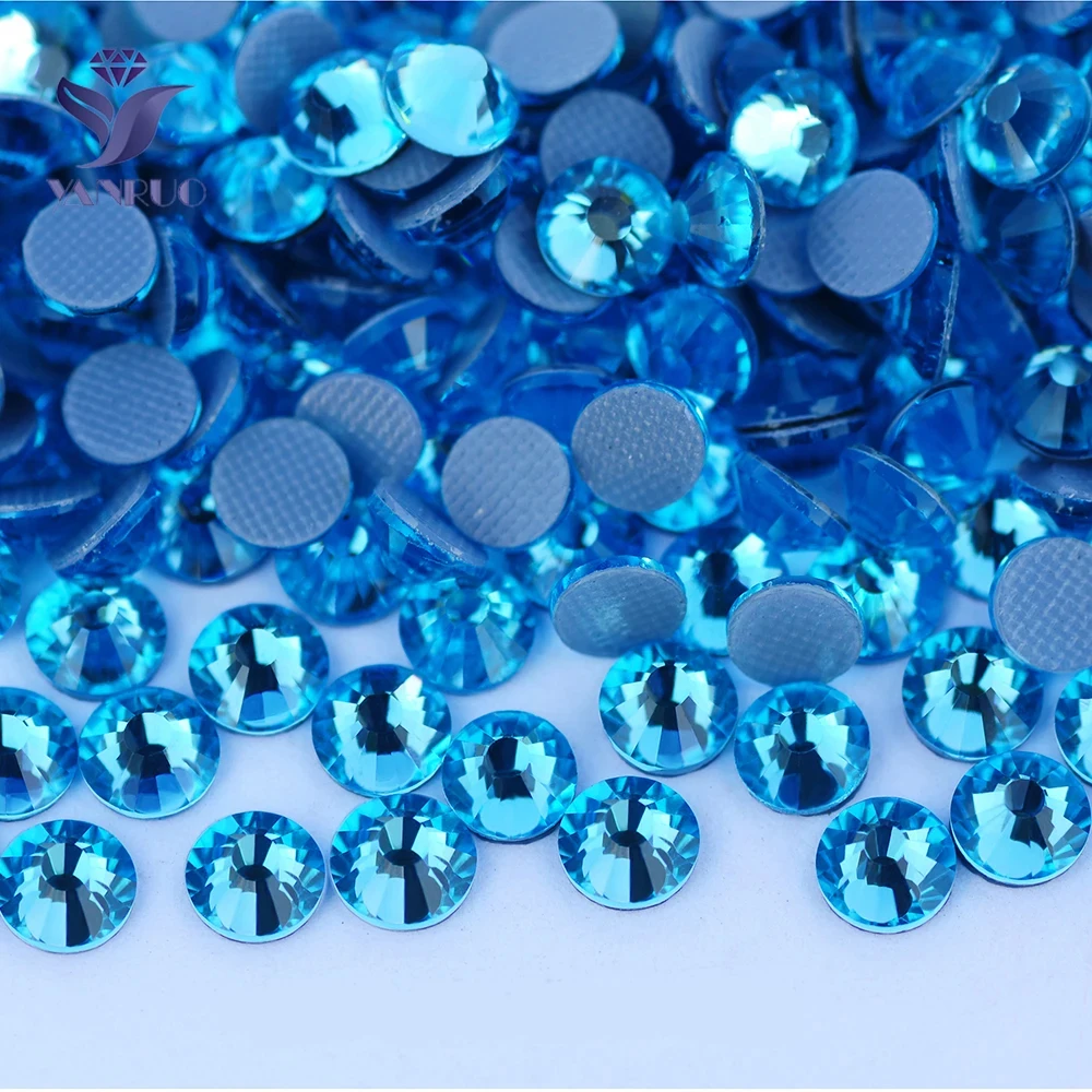 PUBRILEX Aquamarin Hotfix-Glasrhinestones Glitzer Flache Rückseite Zum Aufbügeln Kristallsteine Für Schmuck, Taschen, Dekoration – Detail 2
