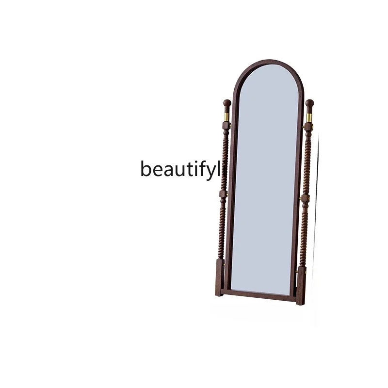 

French retro solid wood full body mirror bedroom cloakroom home wall-to-wall floor half-body mirror