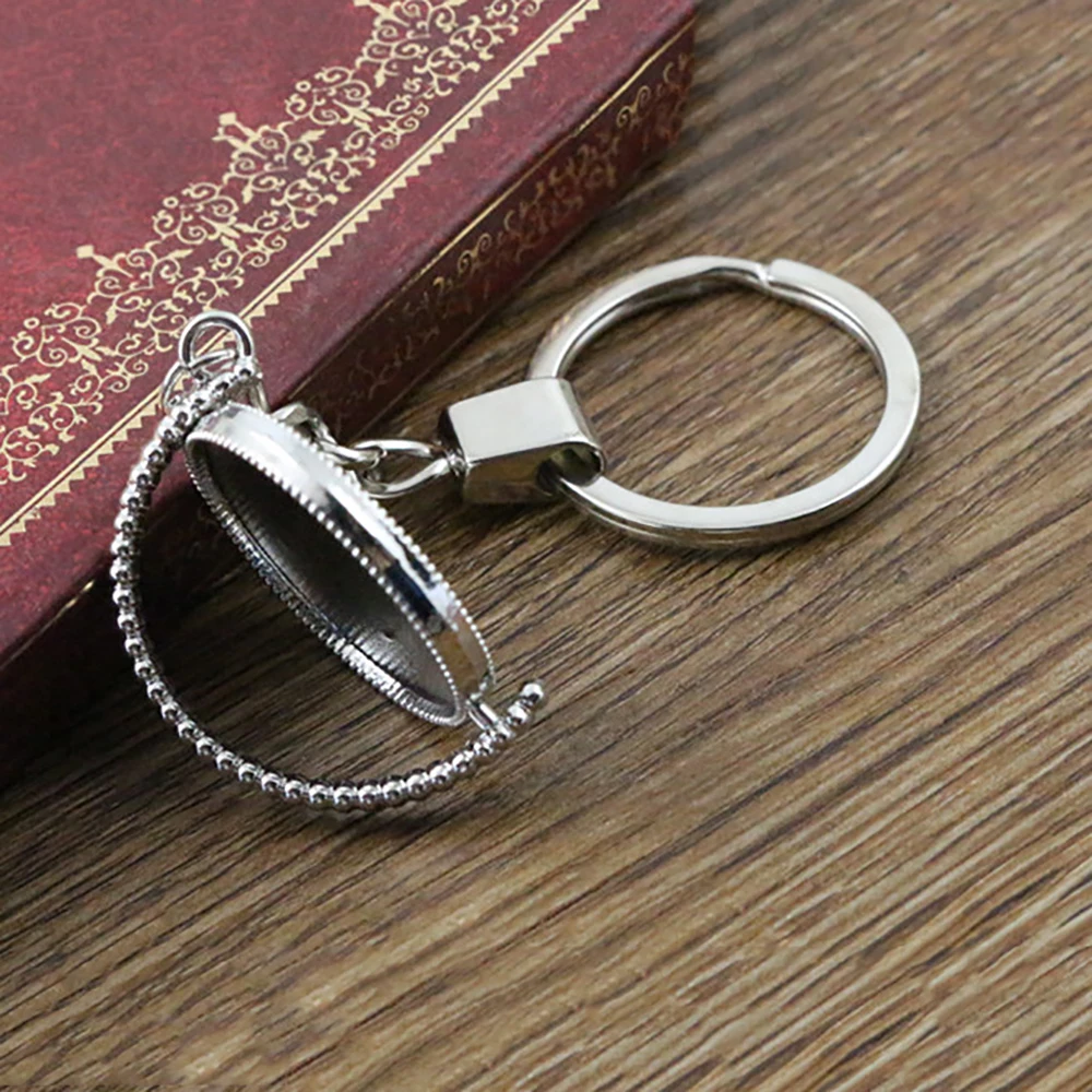 New Fashion Keychain inner size 25mm Cabochon Base Setting Pendants DIY Men Jewelry Car Key Chain Ring Holder Souvenir For Gift