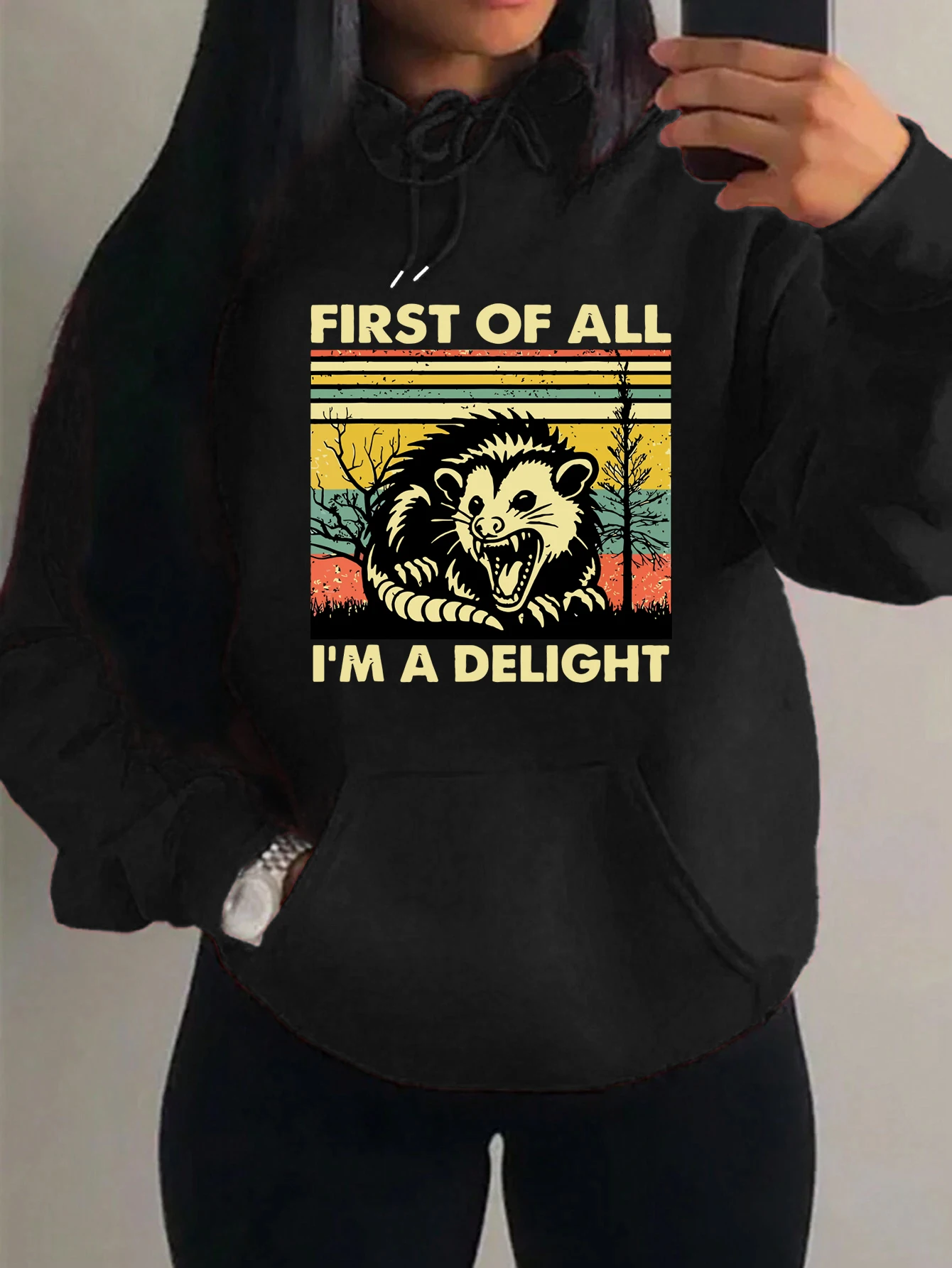 First Of All I'M A Delight Prints Hoody Women Casual Street Pullover Autumn Fashion Y2K Sportswear Multicolor Pocket Clothes