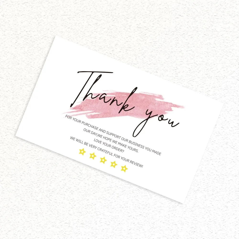 30Pcs/pack Thank You Card For Small Business Commodity Decoration Card Labels Thank You For Your Order Card With Red Heart