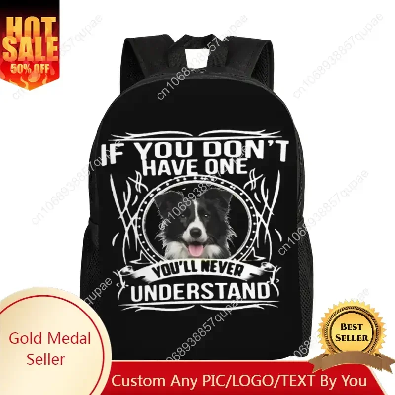 Cute Gift Border Collie Laptop Backpack Women Men Basic Bookbag for College School Students Funny Dog Bags