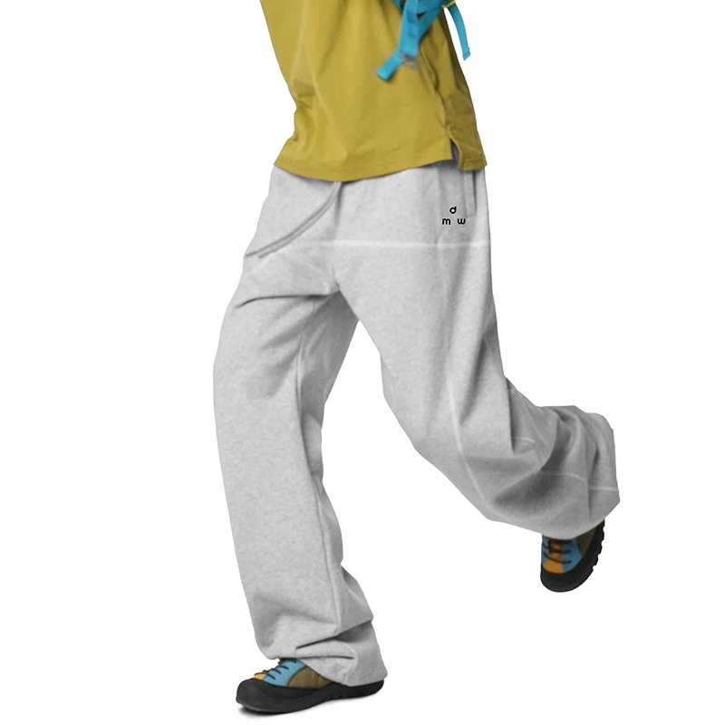 61% قطن، مريح ومسامي، خصر مطاطي فضفاض مناسب من الصوف - بنطال رياضي مبطن |   ملابس الشارع للجنسين 360 جرام