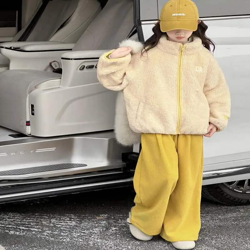 Kawaii معطف غير رسمي مجموعة موضة 2 قطعة ملابس الأطفال 2025 مبطن الملابس في الهواء الطلق مجموعات الفتيات معاطف الاطفال فتاة الشتاء الكورية