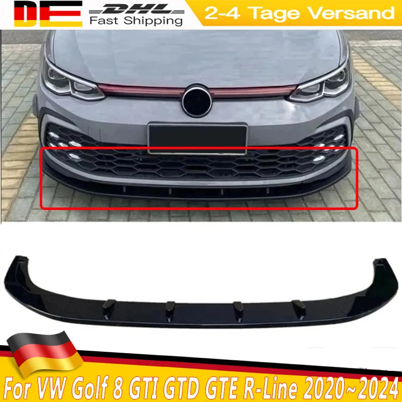 ماكستون نمط المصد الأمامي سبويلر لشركة فولكس فاجن جولف 8 MK8 GTI GTD GTE R-Line 2020 ~ 2024 ماتي الأسود سيارة الجبهة حافة مصد السيارة المفسد أطقم