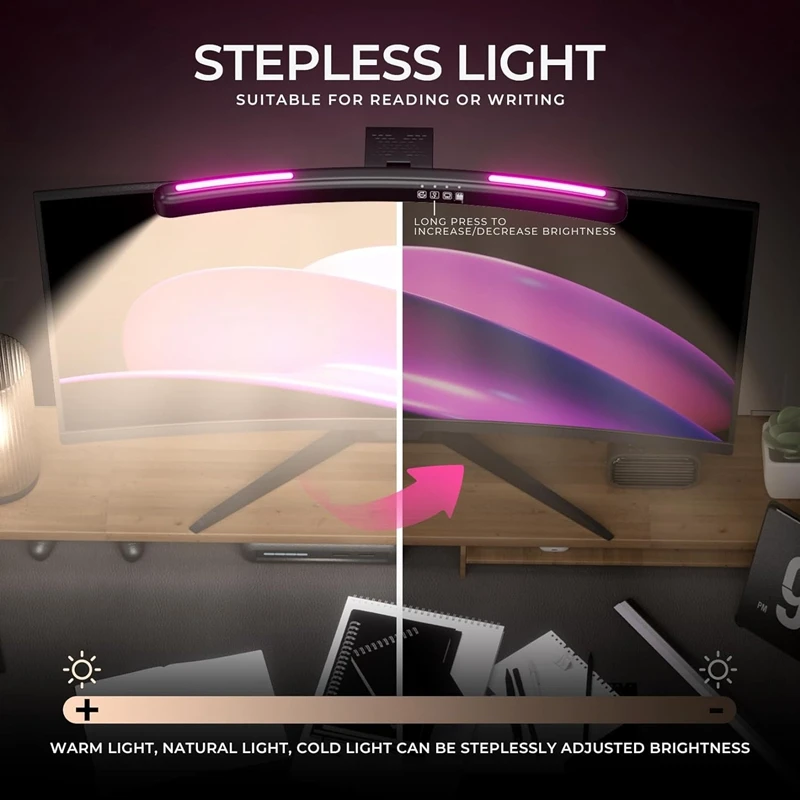RGB Monitor Light Bar Curved Computer Monitor Lamp for Eye Caring Light Source Monitor Backlight for Home Office Game-A56M
