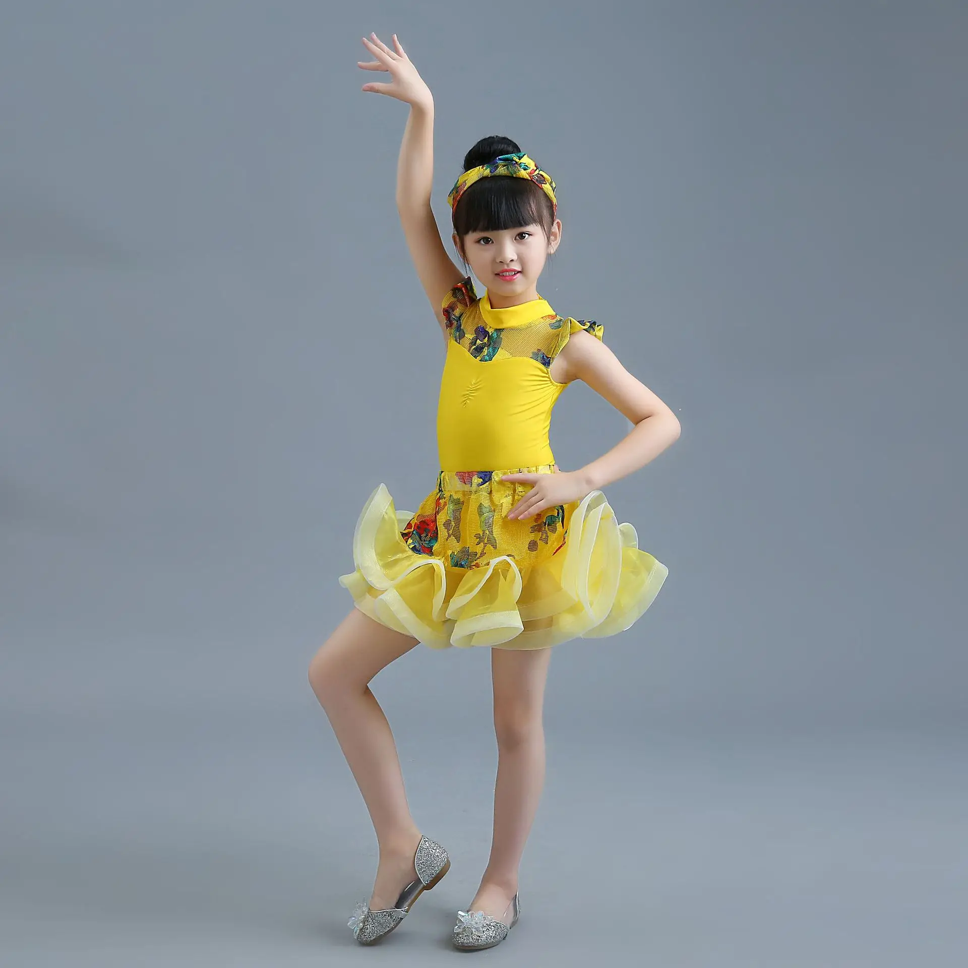 تنورة رقص لاتينية جديدة للأطفال فستان أداء المنافسة اللاتينية للأطفال، فستان أداء لاتيني للفتيات، لاتيني D للفتيات