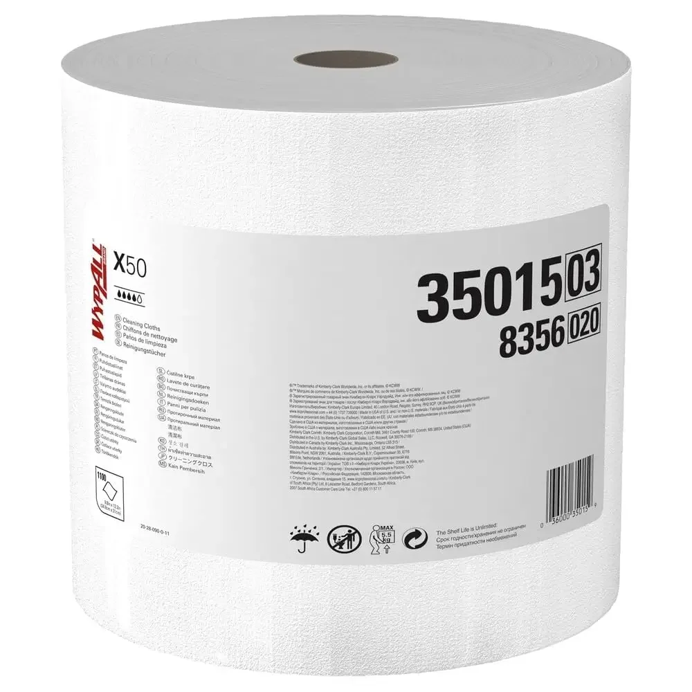 

GeneralClean X50 Cloths Cleaning Wipes (35015), Jumbo, Strong Towels for Extended Use, White (1 Roll of 1,100 Sheets