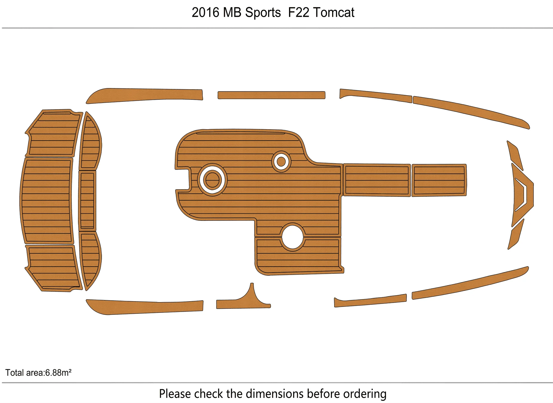 Non-Slip EVA Faux Teak Marine Mat Self-Adhesive 6mm Yacht Cockpit Pad for 2016 MB Sports  F22 Tomcat Boat Decking Easy Install