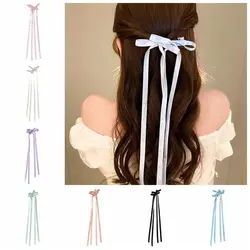 Long Tassel Balletcore Bow Hairpin Barrettes Y2k Bowknot Ribbon Hair Clip Hair Band Korean Style Headwear