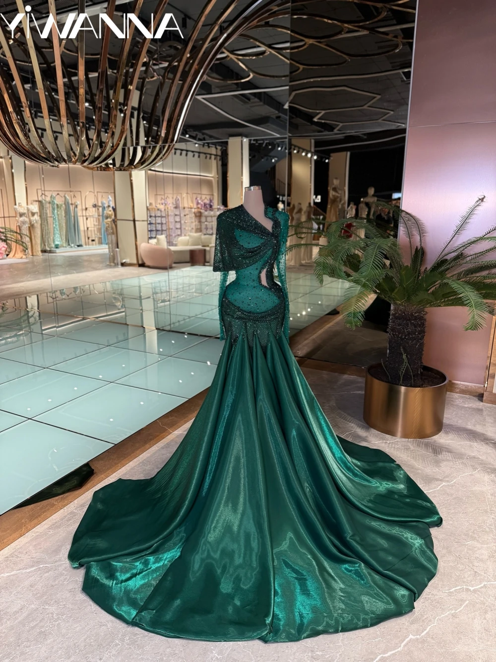 

Новое зеленое сверкающее вечернее платье русалки с бисером, иллюзия, свадебное платье с длинными рукавами, 2026, изящные платья для выпускного вечера по индивидуальному заказу