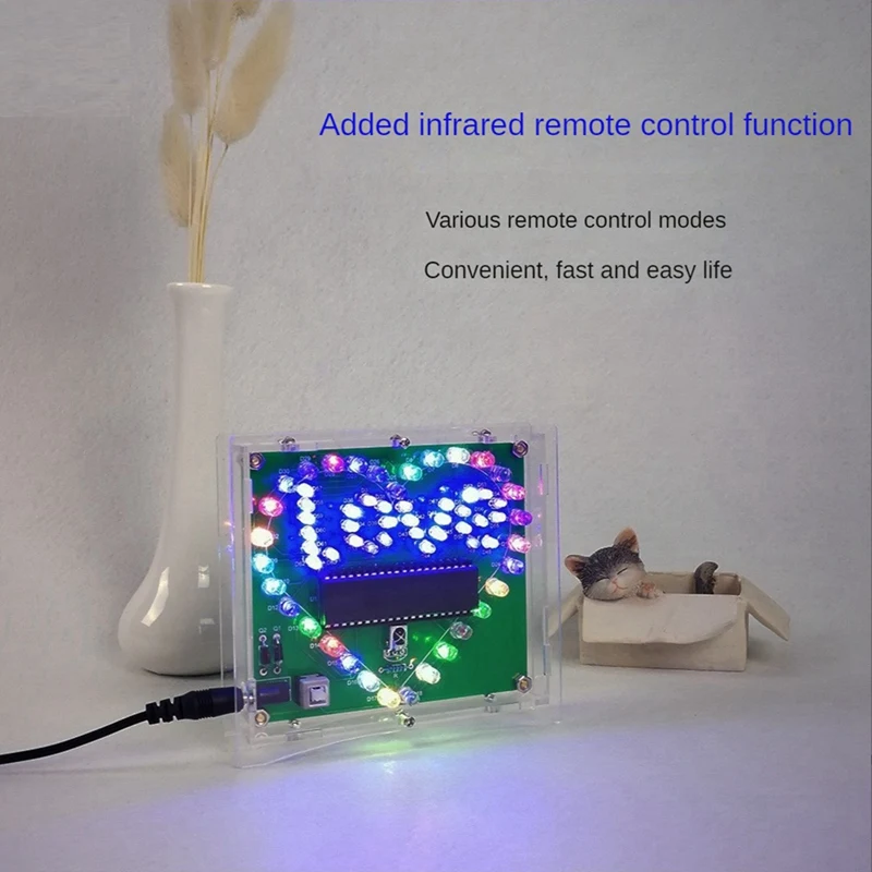 DIY Electronic Kit Colorful LED Flash Love Heart DIY Remote Control Soldering Project Kit Valentine's Gift