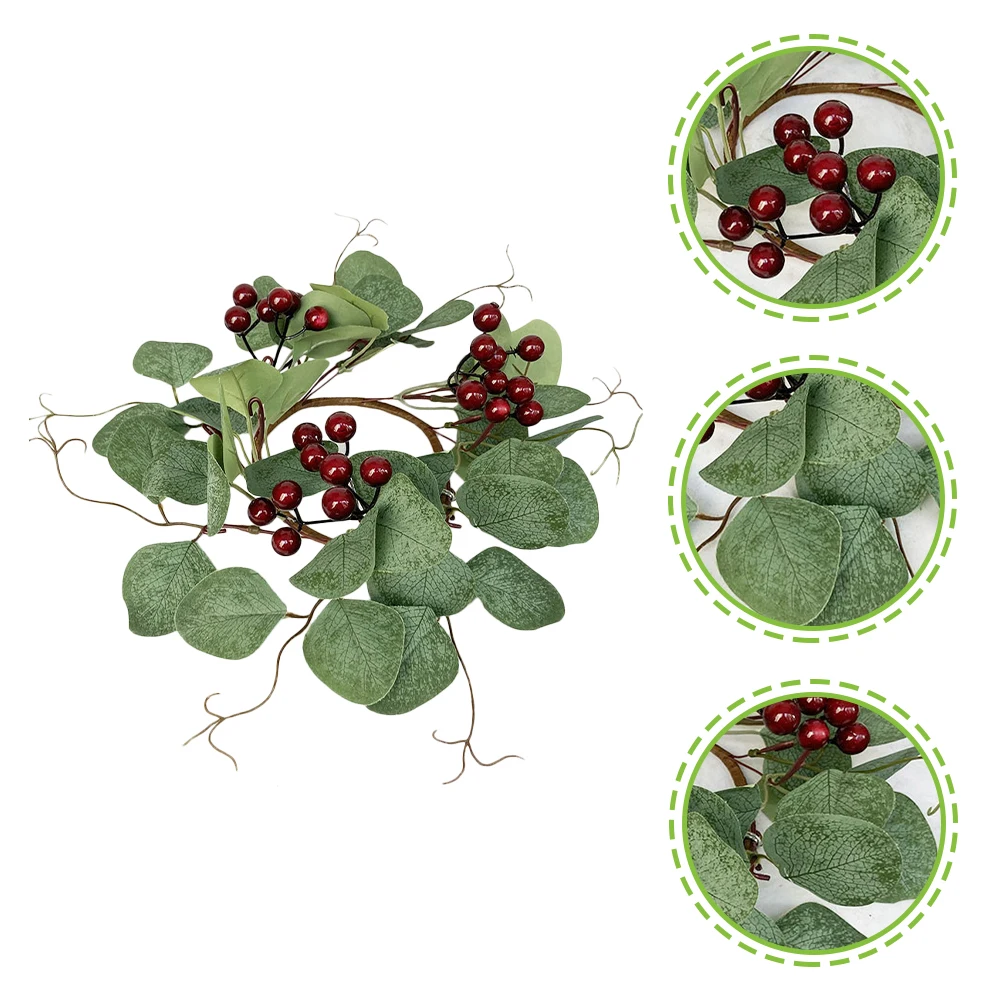

2pcs Simulation Berry Garlands Fake Leaves Ring For Christmas Table Decoration Xmas Wreath Party Layout Prop Home