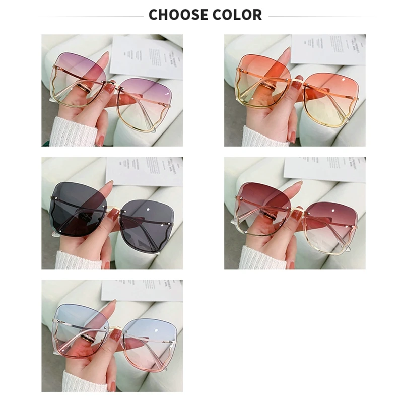 2022 Rimless Sunglasses Woman Sexy Luxury Brand Design Zircon Sun Glasses Gradient Shades for Female Girls Sports Sunglasses