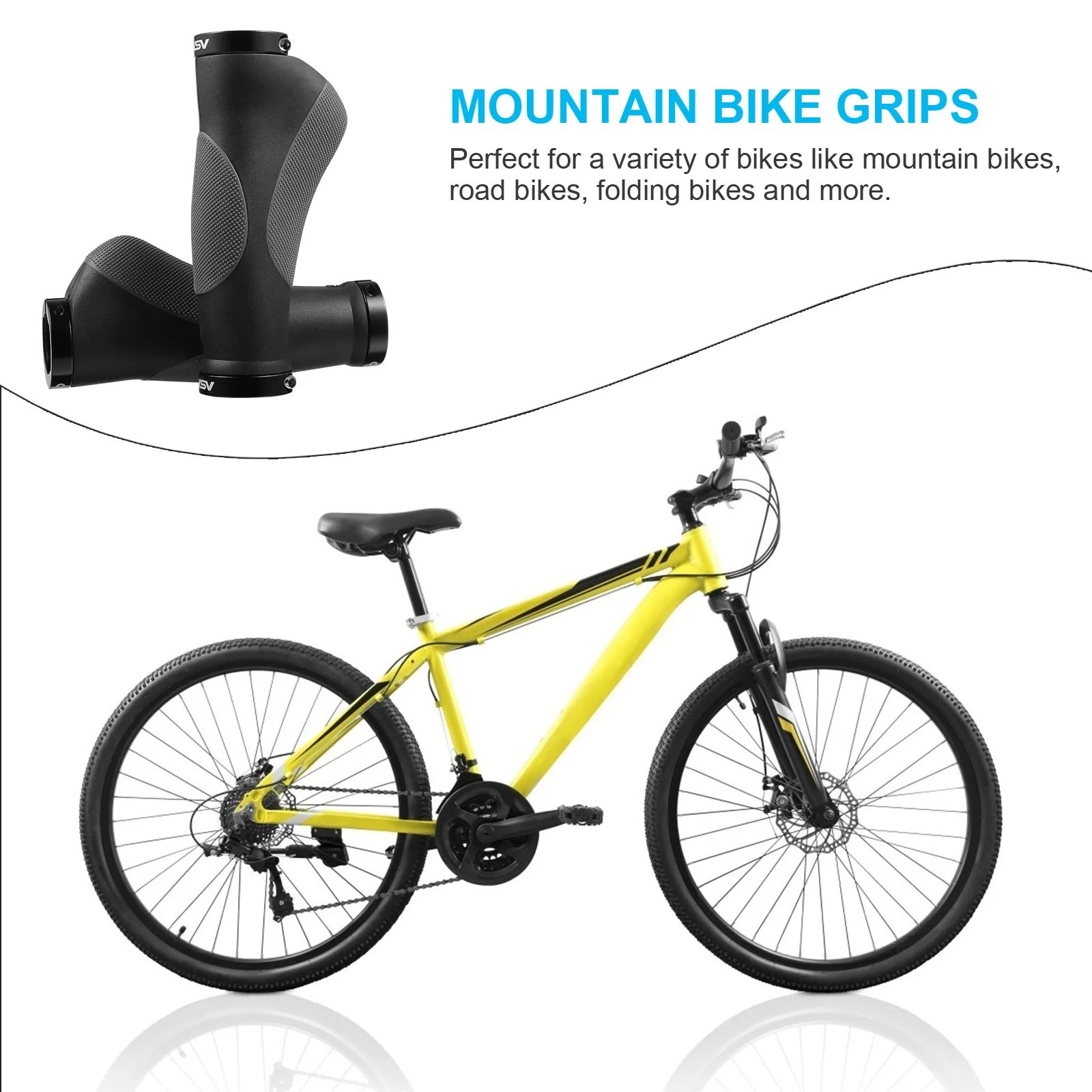 

1 Pair Bicycle Handle Bar Grip Non-Skid Comfortable Ergonomic Design For Mountain Road Folding Bikes Alloy Plastic