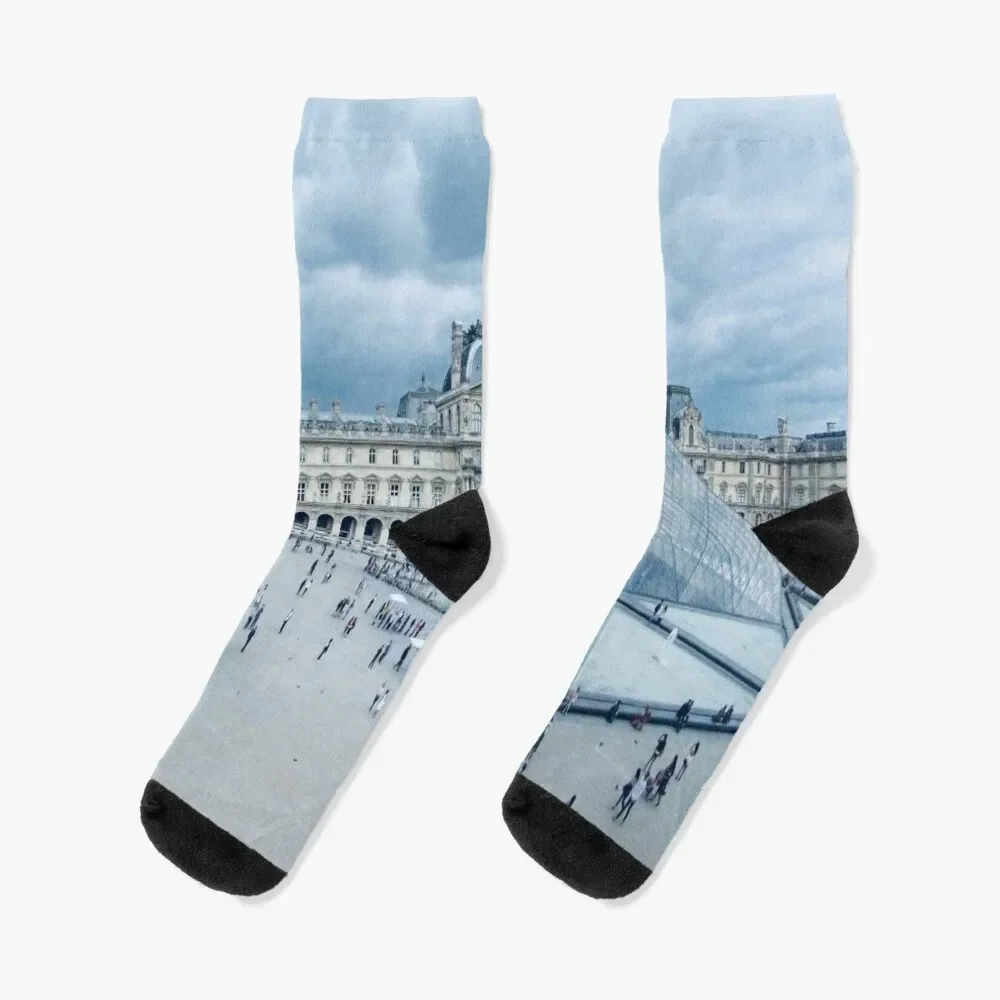 Complete View of Louvre Museum in Paris Socks Running golf winter thermal shoes Socks Female Men's