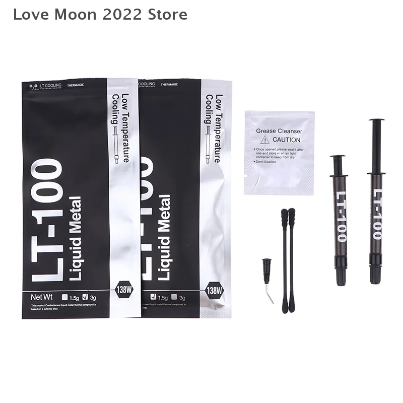 1Pc 1.5g/3g LT-100 138W Liquid Metal Thermal Paste CPU GPU Graphics Card CPU Laptop Cooling Conductive Silicone Grease Sheet