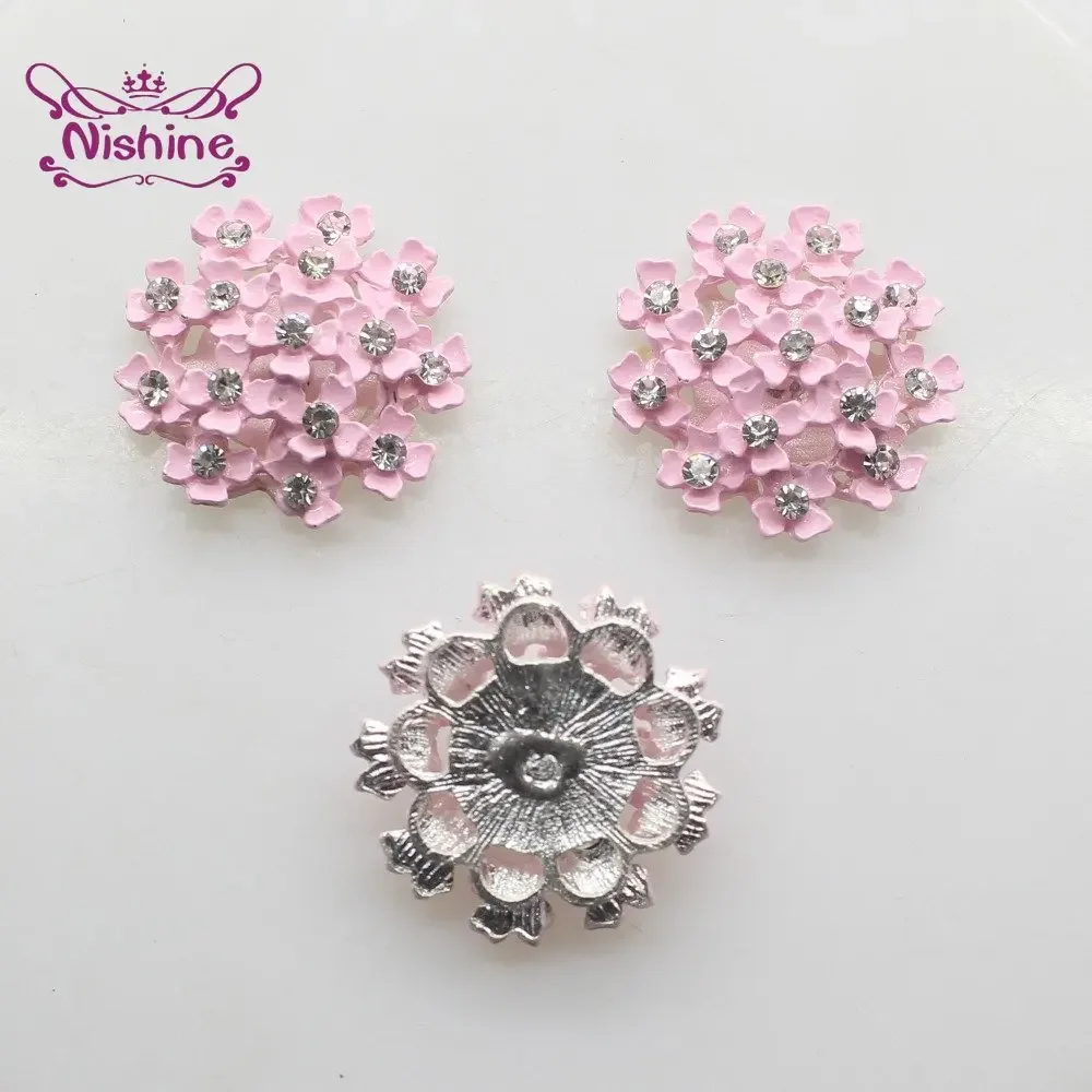 10pcs/lot 25MM Flower Alloy Button Special Shiny Rhinestone Diamond Buttons Wedding Decorative Jewelry Diy Hair Accessories